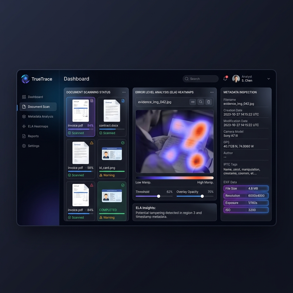 TrueTrace Dashboard Mockup